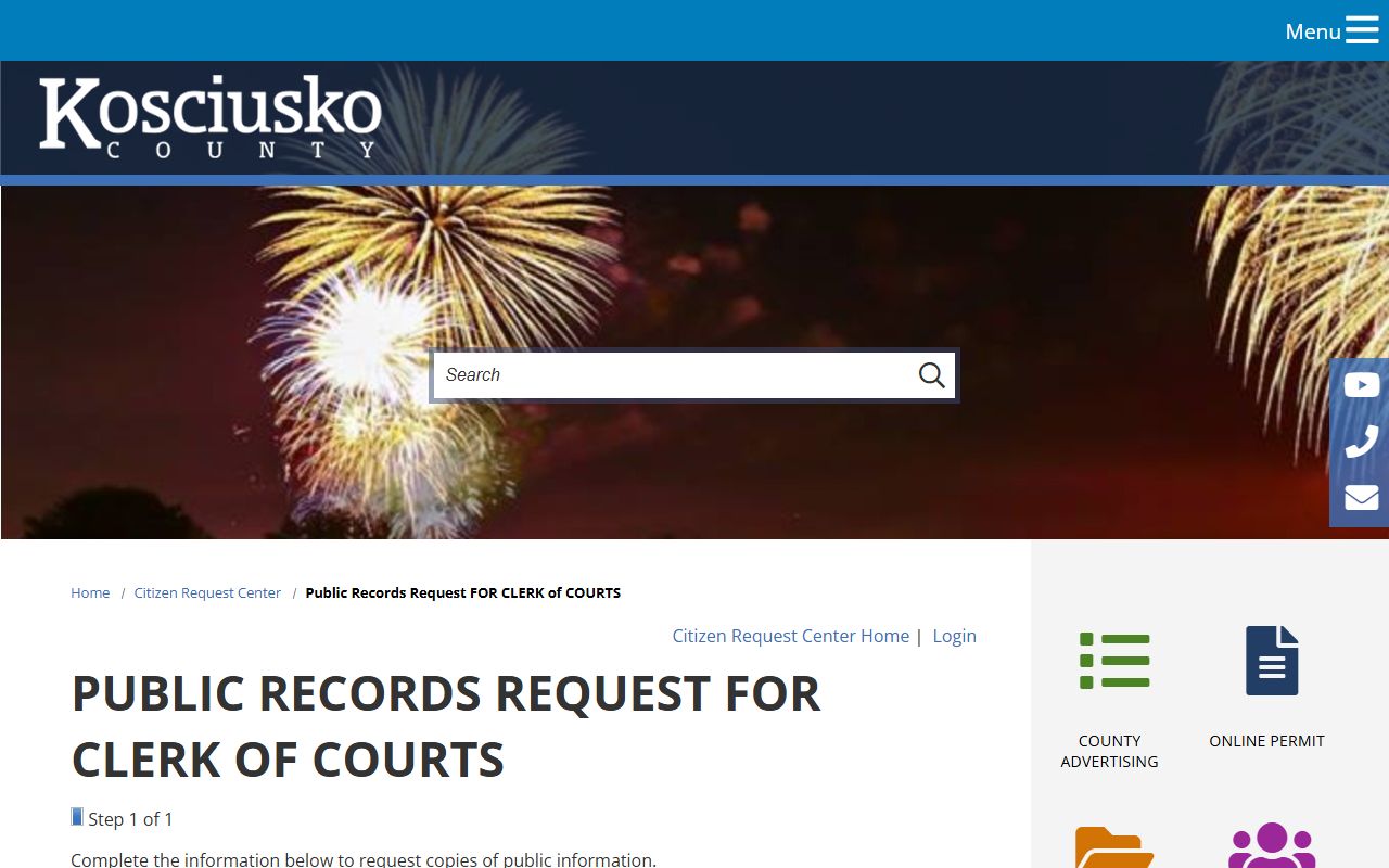Kosciusko County Clerk records online public records request form