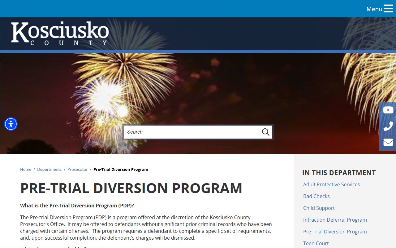 Kosciusko County arrest records pre-trial diversion charges