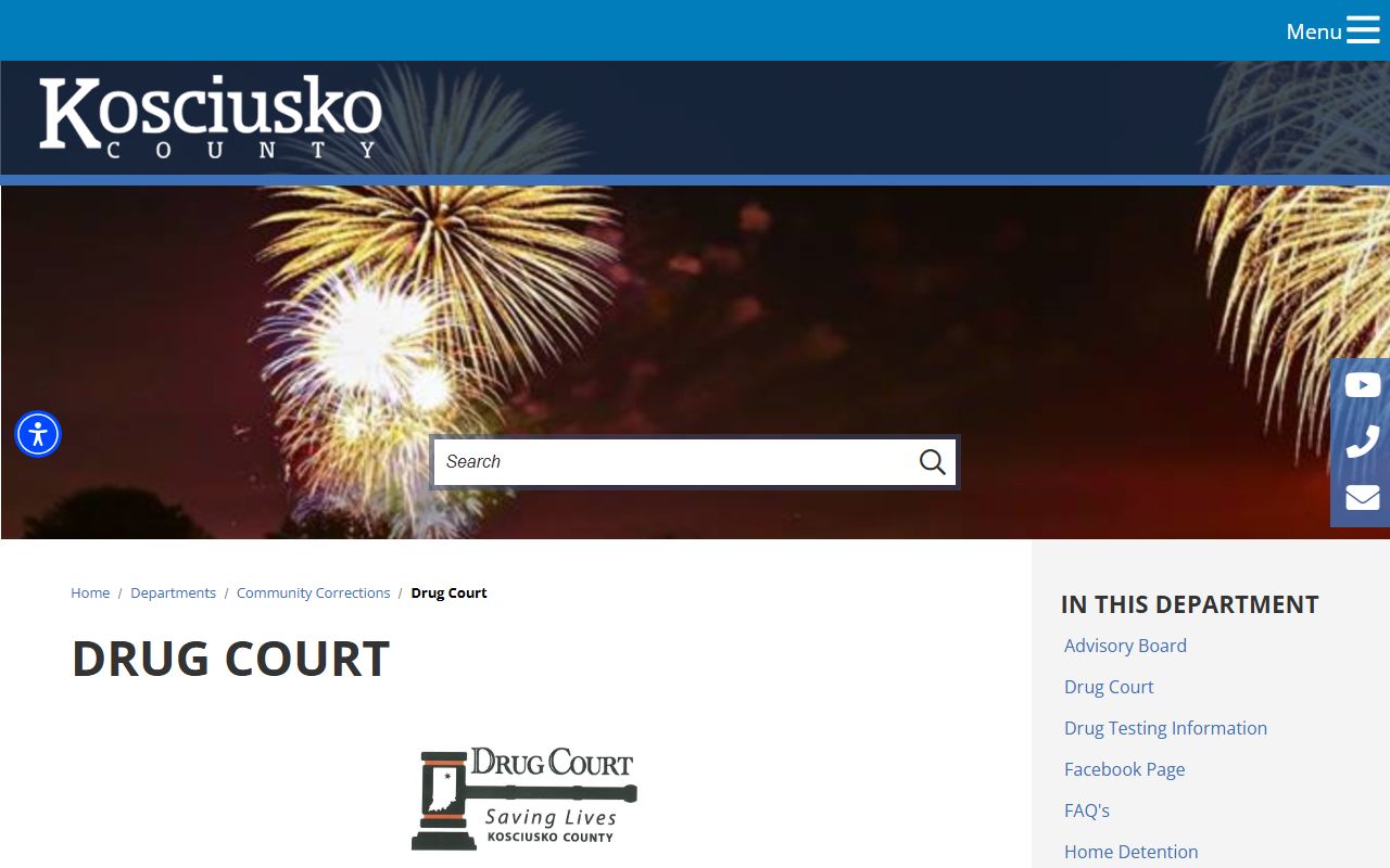Kosciusko County criminal court records drug court program