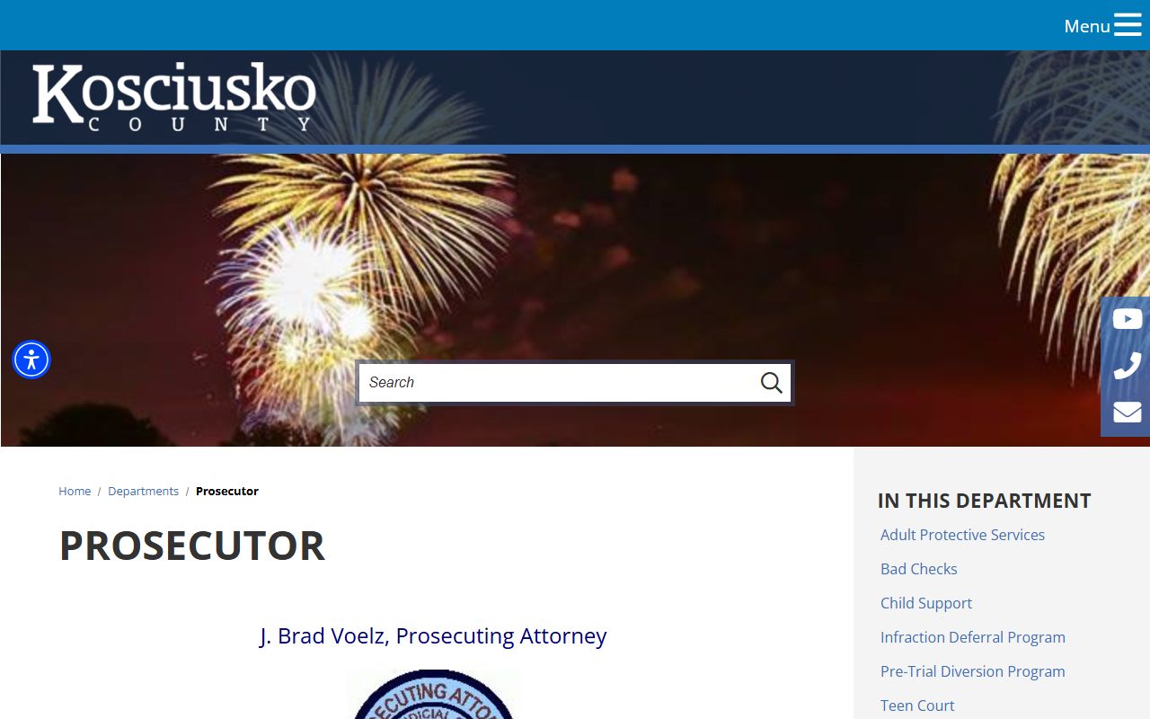 Kosciusko County criminal court records prosecutor page