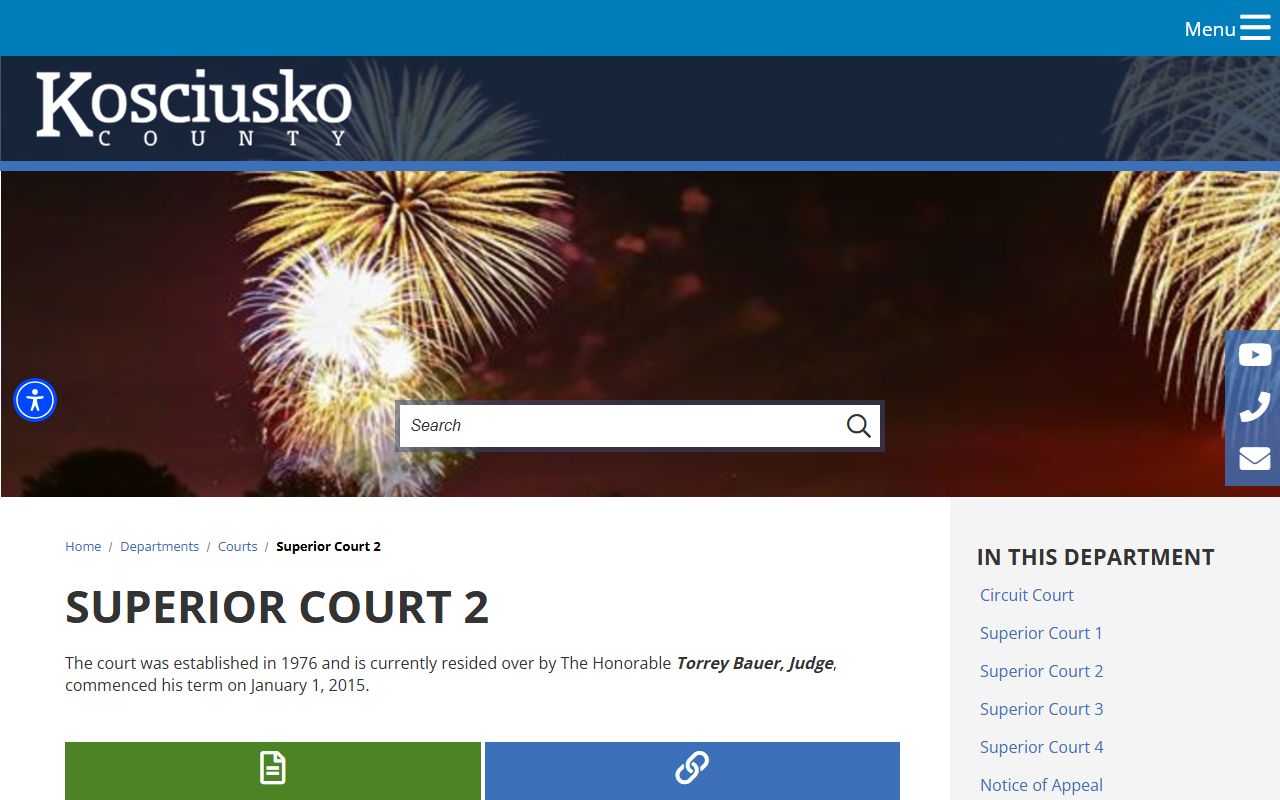Kosciusko County Circuit and Superior Courts Superior Court 2 page