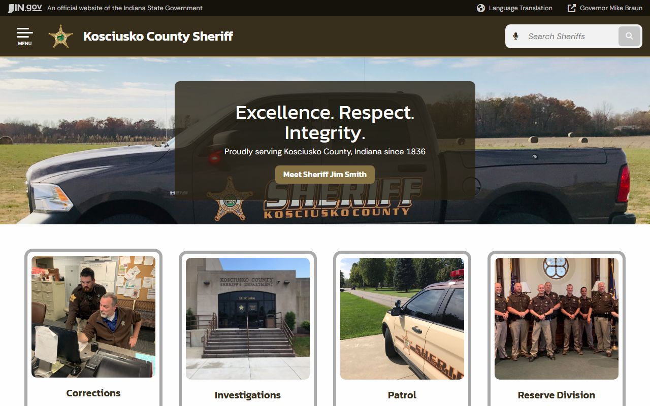 Kosciusko County inmate records Sheriff homepage