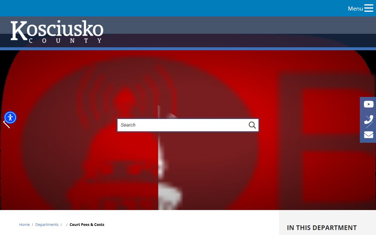 Kosciusko County probate records Clerk court fees page