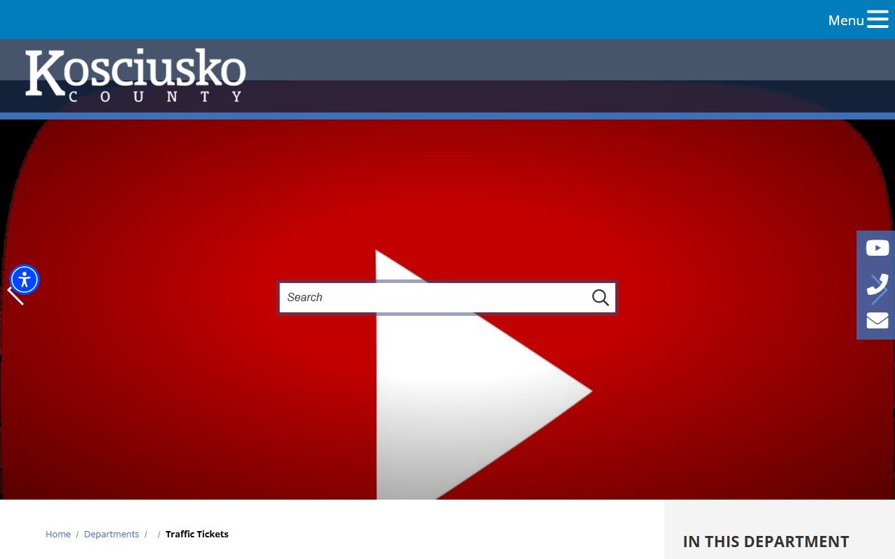Kosciusko County traffic court records official traffic tickets page